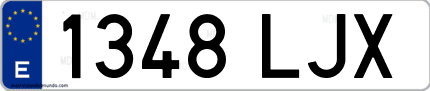 Ejemplo de matrícula de coche ordinaria 1348 LJX