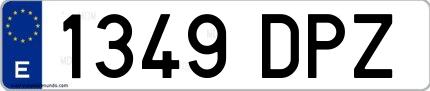 Ejemplo de matrícula española 1349 DPZ