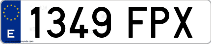 Ejemplo de matrícula de coche ordinaria 1349 FPX