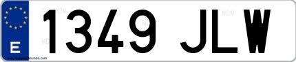 Ejemplo de matrícula española 1349 JLW