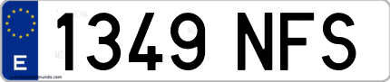 Ejemplo de matrícula de coche ordinaria 1349 NFS