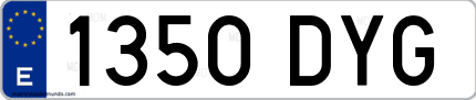 Ejemplo de matrícula de coche ordinaria 1350 DYG