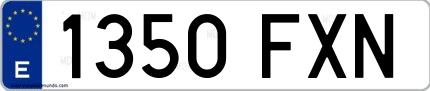 Ejemplo de matrícula española 1350 FXN