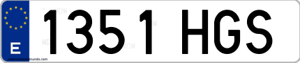 Ejemplo de matrícula de coche ordinaria 1351 HGS