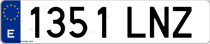 Ejemplo de matrícula de coche ordinaria 1351 LNZ
