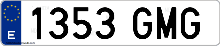 Ejemplo de matrícula de coche ordinaria 1353 GMG