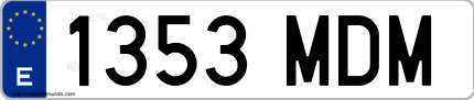 Ejemplo de matrícula de coche ordinaria 1353 MDM