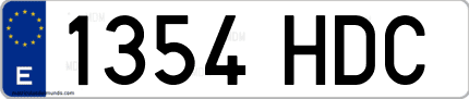 Ejemplo de matrícula de coche ordinaria 1354 HDC