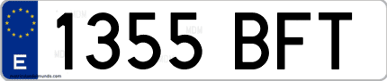 Ejemplo de matrícula de coche ordinaria 1355 BFT