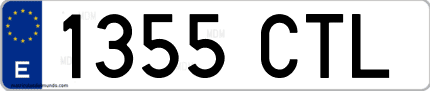 Ejemplo de matrícula de coche ordinaria 1355 CTL