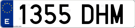 Ejemplo de matrícula de coche ordinaria 1355 DHM