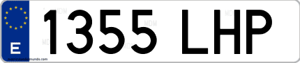 Ejemplo de matrícula de coche ordinaria 1355 LHP