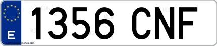 Ejemplo de matrícula española 1356 CNF
