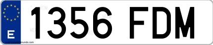 Ejemplo de matrícula española 1356 FDM