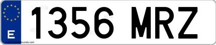 Ejemplo de matrícula española 1356 MRZ