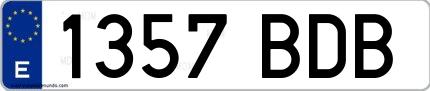 Ejemplo de matrícula española 1357 BDB