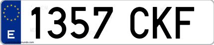 Ejemplo de matrícula de coche ordinaria 1357 CKF