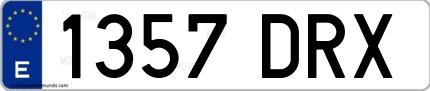 Ejemplo de matrícula de coche ordinaria 1357 DRX