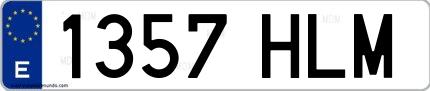 Ejemplo de matrícula española 1357 HLM