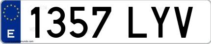 Ejemplo de matrícula española 1357 LYV
