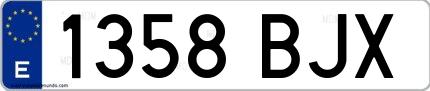 Ejemplo de matrícula española 1358 BJX