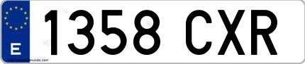 Ejemplo de matrícula española 1358 CXR