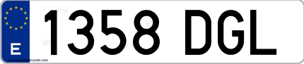 Ejemplo de matrícula de coche ordinaria 1358 DGL