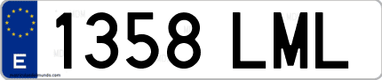 Ejemplo de matrícula de coche ordinaria 1358 LML