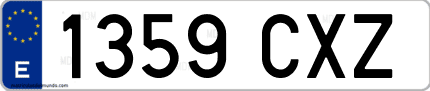 Ejemplo de matrícula de coche ordinaria 1359 CXZ