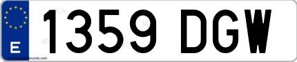 Ejemplo de matrícula española 1359 DGW