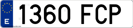 Ejemplo de matrícula de coche ordinaria 1360 FCP