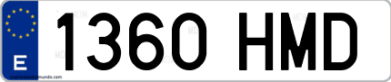 Ejemplo de matrícula de coche ordinaria 1360 HMD