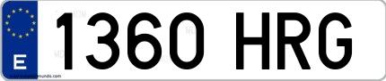 Ejemplo de matrícula de coche ordinaria 1360 HRG
