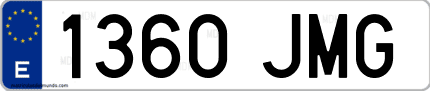 Ejemplo de matrícula de coche ordinaria 1360 JMG