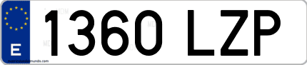 Ejemplo de matrícula de coche ordinaria 1360 LZP
