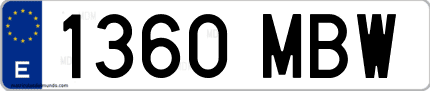 Ejemplo de matrícula de coche ordinaria 1360 MBW