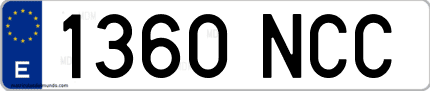 Ejemplo de matrícula de coche ordinaria 1360 NCC