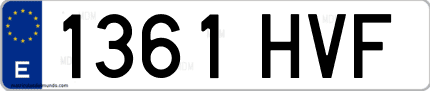 Ejemplo de matrícula de coche ordinaria 1361 HVF