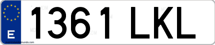 Ejemplo de matrícula de coche ordinaria 1361 LKL