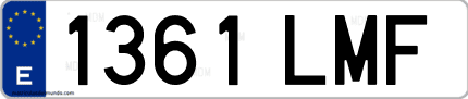 Ejemplo de matrícula de coche ordinaria 1361 LMF