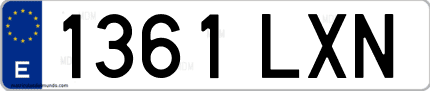 Ejemplo de matrícula de coche ordinaria 1361 LXN