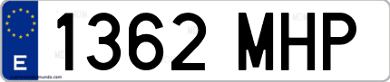 Ejemplo de matrícula de coche ordinaria 1362 MHP