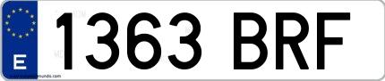 Ejemplo de matrícula española 1363 BRF
