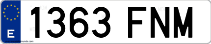 Ejemplo de matrícula de coche ordinaria 1363 FNM