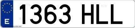 Ejemplo de matrícula española 1363 HLL