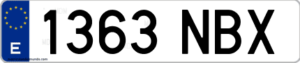 Ejemplo de matrícula de coche ordinaria 1363 NBX