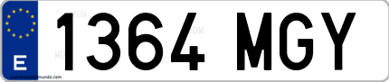 Ejemplo de matrícula de coche ordinaria 1364 MGY