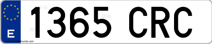 Ejemplo de matrícula de coche ordinaria 1365 CRC