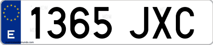 Ejemplo de matrícula de coche ordinaria 1365 JXC