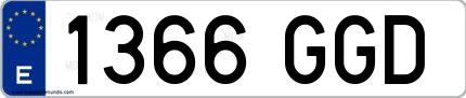 Ejemplo de matrícula española 1366 GGD